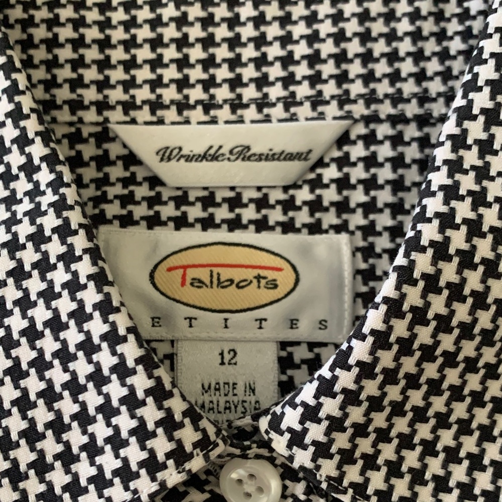 Talbots Black and White Houndstooth Shirt
